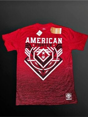 NWT American Fighter mens dark cherry red short sleeve t-shirt